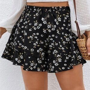 Skort-Style Floral Shorts